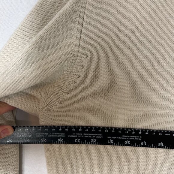 Roundtree & Yorke cable Knit Cardigan leather Button Sweater Cream Mens XL brown - Picture 9 of 11